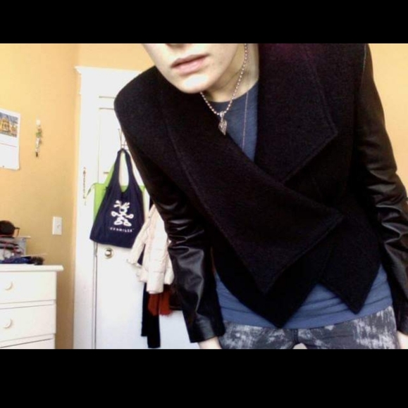 EUC leather and lambswool Line the Label moto jacket - Picture 5 of 5